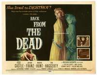h262 BACK FROM THE DEAD title movie lobby card '57 Peggie Castle, horror!
