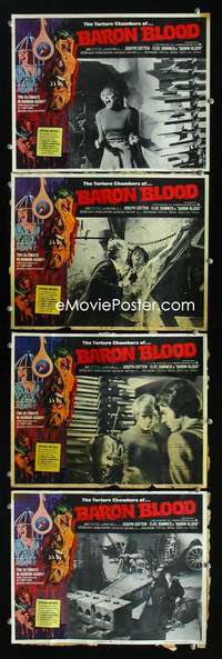 h558 BARON BLOOD 4 movie lobby cards '72 Mario Bava, Italian horror!