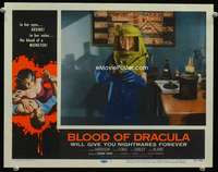 h316 BLOOD OF DRACULA movie lobby card #1 '57 guy in really wacky suit!