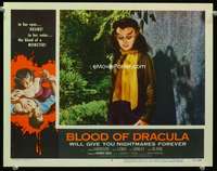 h313 BLOOD OF DRACULA movie lobby card #2 '57 close up in full makeup!