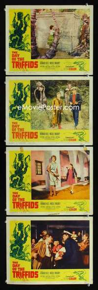 h562 DAY OF THE TRIFFIDS 4 movie lobby cards '62 Howard Keel classic!