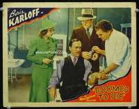 h347 DOOMED TO DIE movie lobby card '40 Boris Karloff & Reynolds!