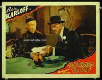h348 DOOMED TO DIE movie lobby card '40 Boris Karloff & Tong leader!