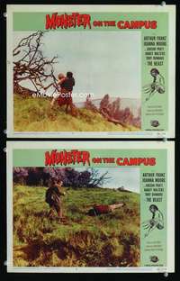 h654 MONSTER ON THE CAMPUS 2 movie lobby cards '58 Jack Arnold, horror!