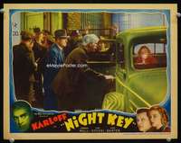h414 NIGHT KEY movie lobby card '37 Boris Karloff w/Rogers in car!