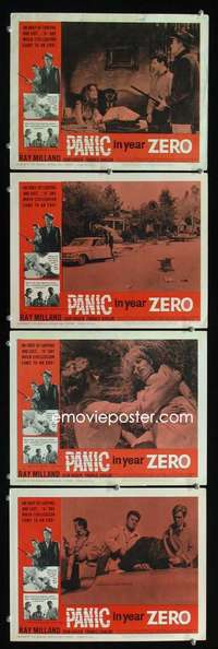 h573 PANIC IN YEAR ZERO 4 movie lobby cards '62 Ray Milland, Avalon