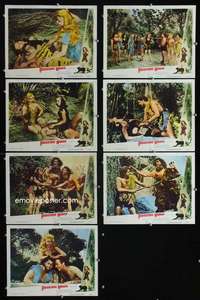 h543 PREHISTORIC WOMEN 7 movie lobby cards '50 hot cave babes!