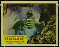 h441 RODAN movie lobby card #1 '56 bird monster hatching from egg!
