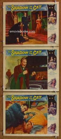 h611 SHADOW OF THE CAT 3 movie lobby cards '61 sexy Barbara Shelley!