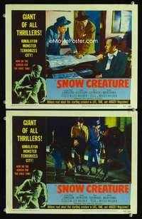 h659 SNOW CREATURE 2 movie lobby cards '54 Langton, abominable Yeti!