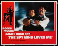 h453 SPY WHO LOVED ME movie lobby card #2 '77 James Bond vs Jaws!