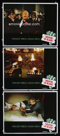 h612 THEATRE OF BLOOD 3 movie lobby cards '73 Vincent Price, horror!