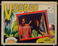 h479 VOODOO movie lobby card '30s cool spooky ghost border art!