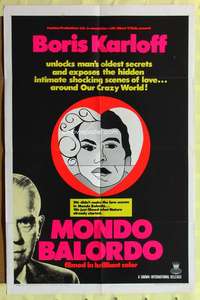 k469 MONDO BALORDO one-sheet movie poster '67 Boris Karloff, oddities!