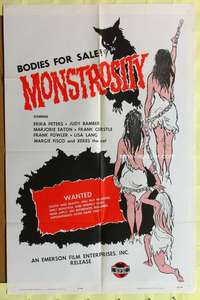 k472 MONSTROSITY one-sheet movie poster '64 beautiful bodies wanted!