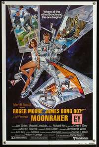 k473 MOONRAKER int'l style B one-sheet movie poster '79 Moore as Bond!