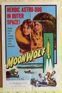 k474 MOONWOLF one-sheet movie poster '59 heroic astro-dog in outer space!