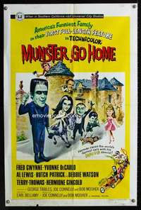 k482 MUNSTER GO HOME one-sheet movie poster '66 Fred Gwynne, De Carlo
