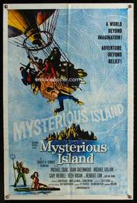 k490 MYSTERIOUS ISLAND one-sheet movie poster '61 Ray Harryhausen, Verne