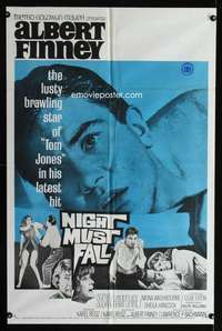 k496 NIGHT MUST FALL one-sheet movie poster '64 psycho Albert Finney!