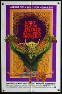 k498 NIGHT OF THE BLOOD MONSTER one-sheet movie poster '72 wacky monster!