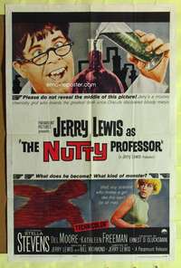 k512 NUTTY PROFESSOR one-sheet movie poster '63 Jerry Lewis, Stevens