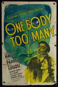 k519 ONE BODY TOO MANY one-sheet movie poster '44 Bela Lugosi, Jack Haley