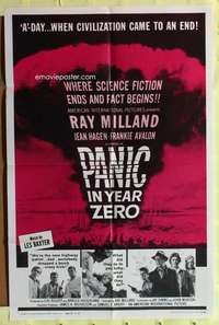 k522 PANIC IN YEAR ZERO style B one-sheet movie poster '62 Milland,atom bomb!