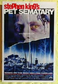 k527 PET SEMATARY one-sheet movie poster '89 Stephen King animal horror!