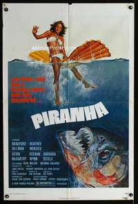 k535 PIRANHA one-sheet movie poster '78 Joe Dante, Roger Corman, Solie art!