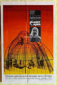 k536 PLANET OF THE APES one-sheet movie poster '68 Charlton Heston