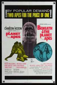 k537 PLANET OF THE APES/BENEATH THE PLANET OF THE APES one-sheet movie poster '71
