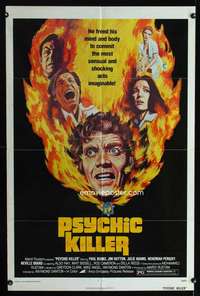 k547 PSYCHIC KILLER one-sheet movie poster '75 Julie Adams, Tanenbaum art!