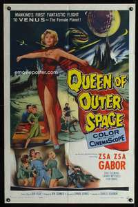 k551 QUEEN OF OUTER SPACE one-sheet movie poster '58 sexy Zsa Zsa Gabor!