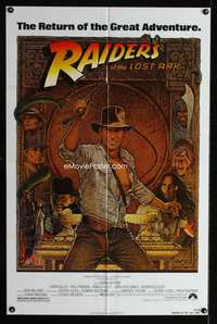 k555 RAIDERS OF THE LOST ARK one-sheet movie poster R82 Harrison Ford