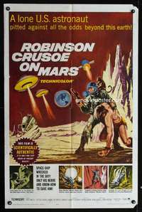 k571 ROBINSON CRUSOE ON MARS one-sheet movie poster '64 Paul Mantee sci-fi!