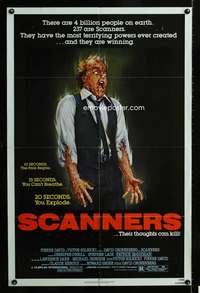 k580 SCANNERS one-sheet movie poster '81 David Cronenberg, great Joann art!