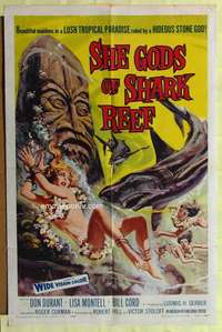 k587 SHE GODS OF SHARK REEF one-sheet movie poster '58 Roger Corman, AIP