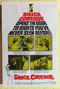 k590 SHOCK CORRIDOR one-sheet movie poster '63 Sam Fuller's masterpiece!
