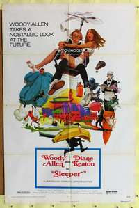 k594 SLEEPER one-sheet movie poster '74 Woody Allen, Diane Keaton, wacky!
