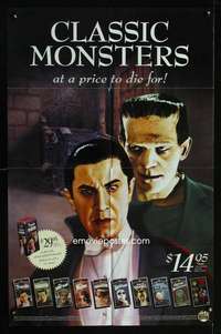 k167 CLASSIC MONSTERS video one-sheet movie poster '91 Universal's best!