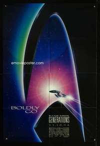 k615 STAR TREK: GENERATIONS advance one-sheet movie poster '94Stewart,Shatner