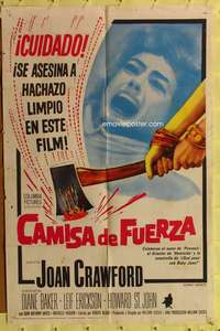 k622 STRAIT-JACKET Spanish/U.S. one-sheet movie poster '64 murderer Joan Crawford!