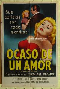 k623 STRANGE FASCINATION Spanish/U.S. one-sheet movie poster '52 bad Cleo Moore!