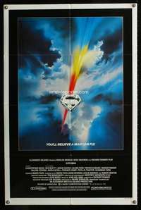 k626 SUPERMAN one-sheet movie poster '78 Bob Peak shield artwork style!
