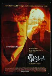 k631 TALENTED MR RIPLEY DS advance one-sheet movie poster '99 Matt Damon, Paltrow