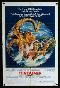 k636 TENTACLES one-sheet movie poster '77 AIP, great octopus image!