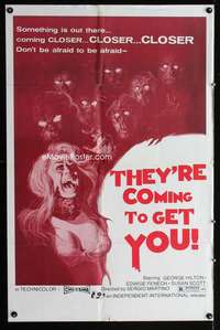 k644 THEY'RE COMING TO GET YOU one-sheet movie poster '72 sexy horror image!