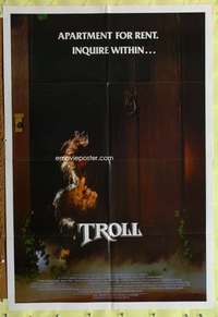 k655 TROLL one-sheet movie poster '85 wacky monster behind door image!