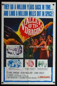 k665 VALLEY OF THE DRAGONS one-sheet movie poster '61 Jules Verne sci-fi!